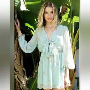 Lumiere Mint Floral Long Sleeve Dress